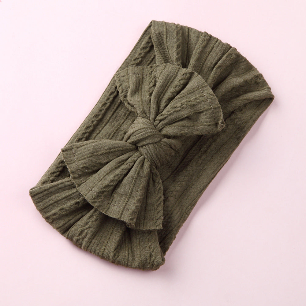 Wholesale Nylon baby elastic jacquard wide bow headband